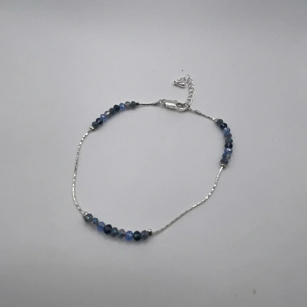 #120 silver tone blue crystals bracelet/anklelet 8”-10”